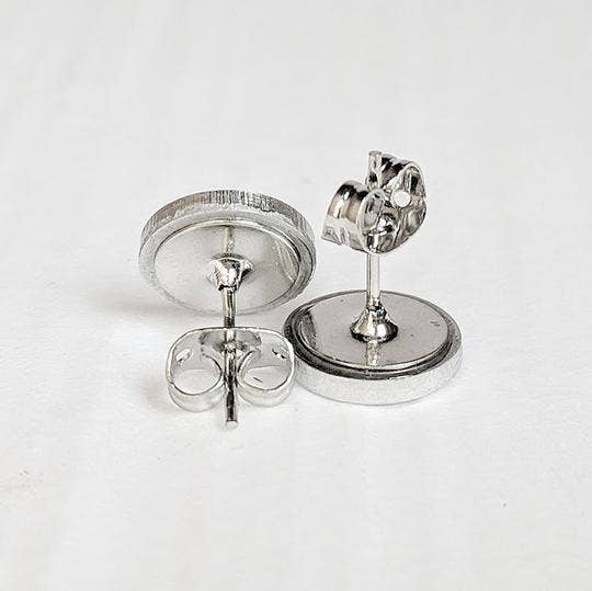 Black with holographic sparkles wood stud earrings 8mm